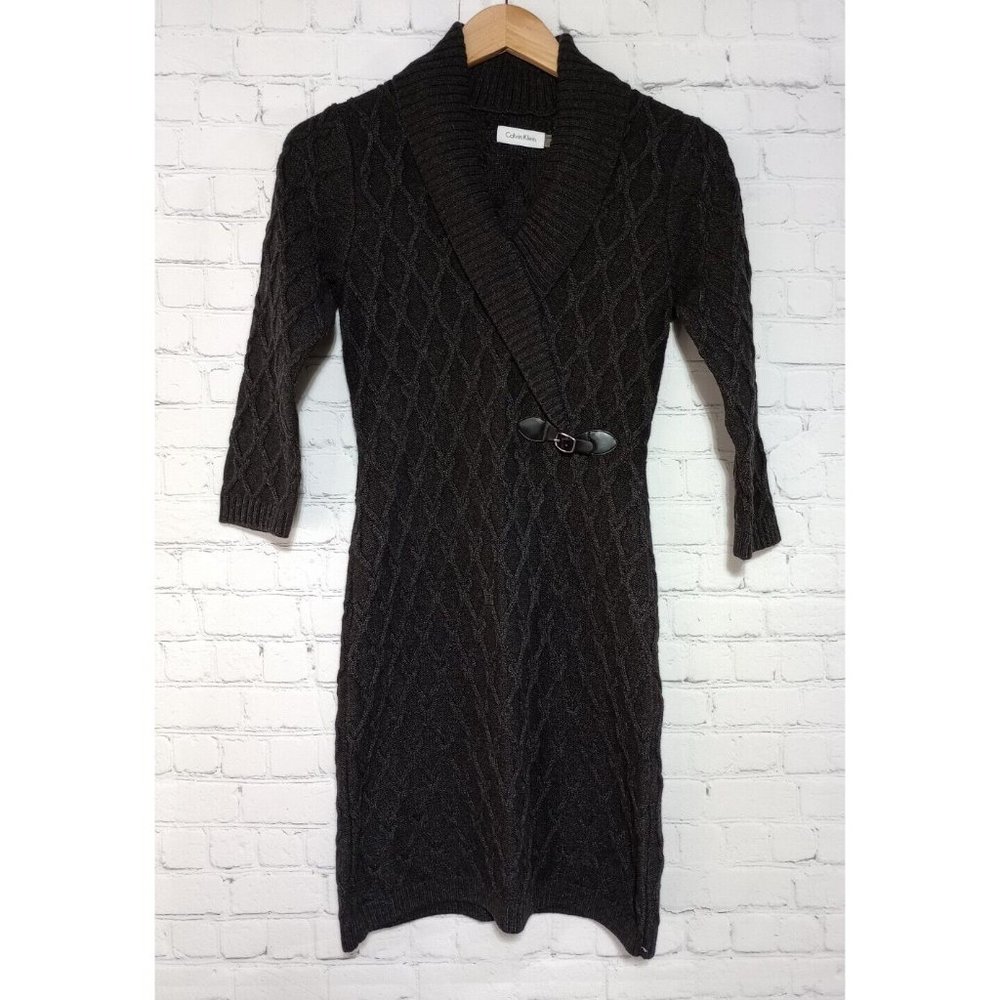 Calvin Klein Size Small Gray Turtleneck Long sleeve Sweater Dress